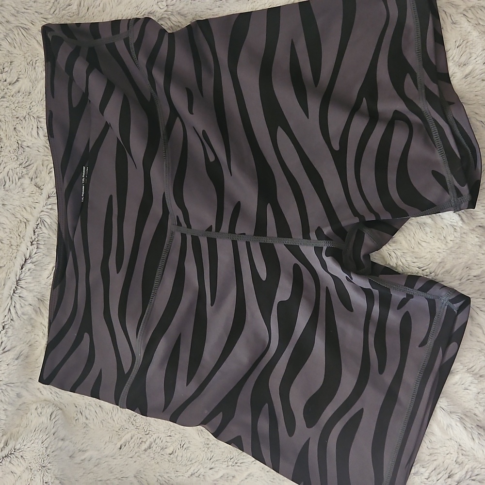 ZYIA Active Zebra Print Shorts - Black and Gray